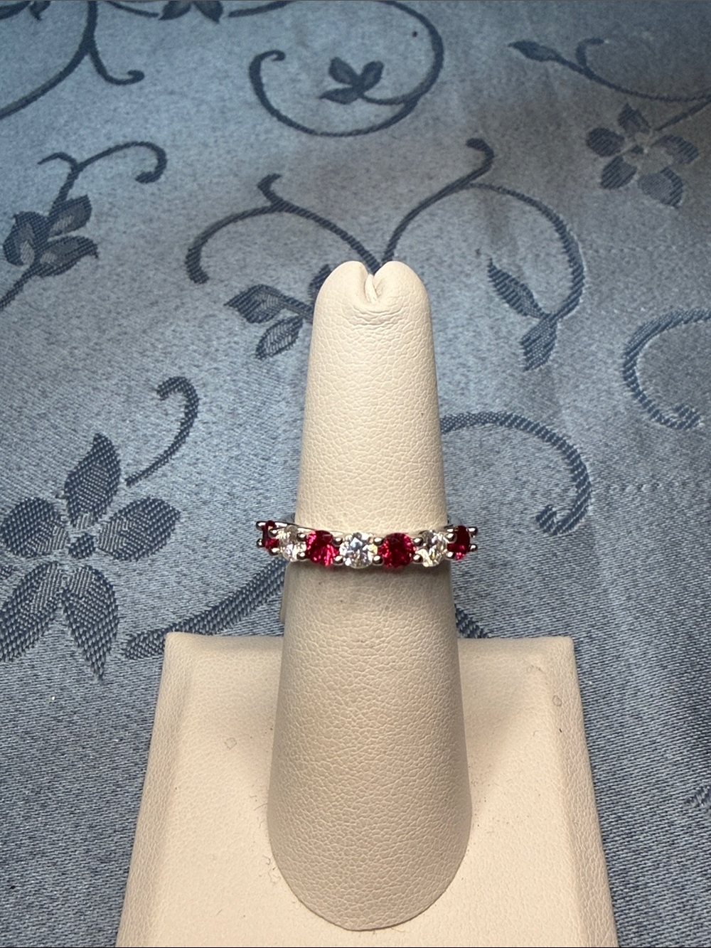 514788 silver diamond & ruby ring